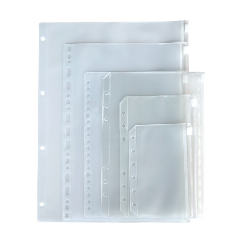 Carpeta con cremallera A 5A6 A7 B5 A4, carpetas para cuaderno de 6 anillas, bolsas transparentes para archivar documentos de hojas sueltas