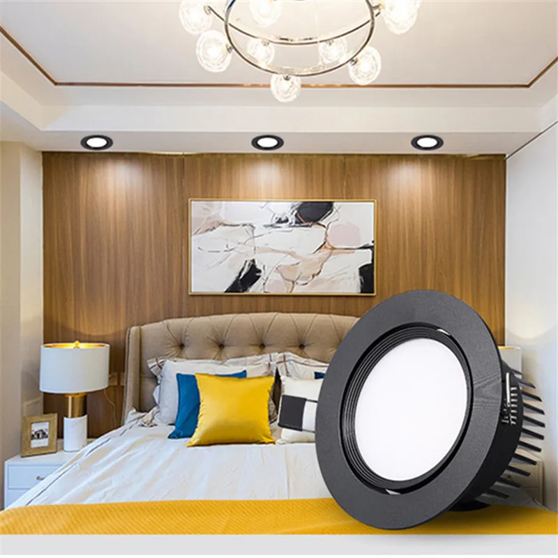 Âm Trần LED COB Đèn Ốp Trần AC85-265V 5w7w9w12w15w18w Nhôm Đèn LED Downlight Âm Trần Tròn Vòng Bảng Điều Khiển Ánh Sáng Chiếu Sáng Trong Nhà