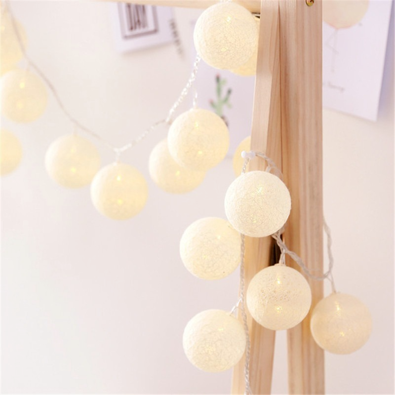 10/20/30 Đèn Led Dây Đèn Cotton Ren Bóng Trang Trí Nhà Đèn Dành Cho Tiệc Cưới Màu Dây Đồ Dùng Trang Trí Giáng Sinh