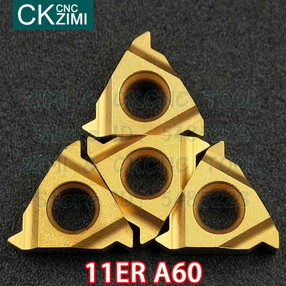 11ER A60 Alat Sisipan Benang Eksternal Sisipan Karbida Alat Ulir CNC Alat Pemotong Putar Bubut Logam 11ER A 60 untuk Baja