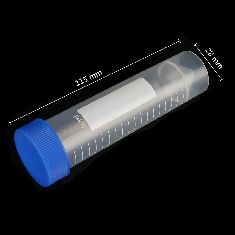 New 20 Pcs 50ml Screw Cap Flat Bottom Centrifuge Tube Plastic Centrifugal Tubes with Scale Free-standing Laboratory Supplies