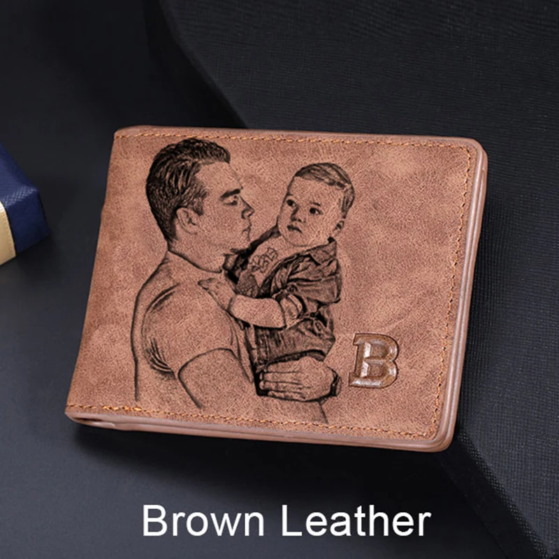 Cartera con imagen, cartera con grabado personalizado, carteras multifunción Retro esmeriladas, tarjetero múltiple, monedero de ocio, regalo del Día del Padre