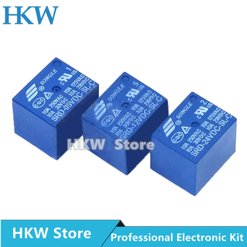 10 Chiếc Tiếp SRD-03VDC-SL-C SRD-05VDC-SL-C SRD-24VDC-SL-C SRD-12VDC-SL-C 3V 5V 6V 9V 12V 24V 48V 10A 250VAC 5PIN Rơ Le Relais