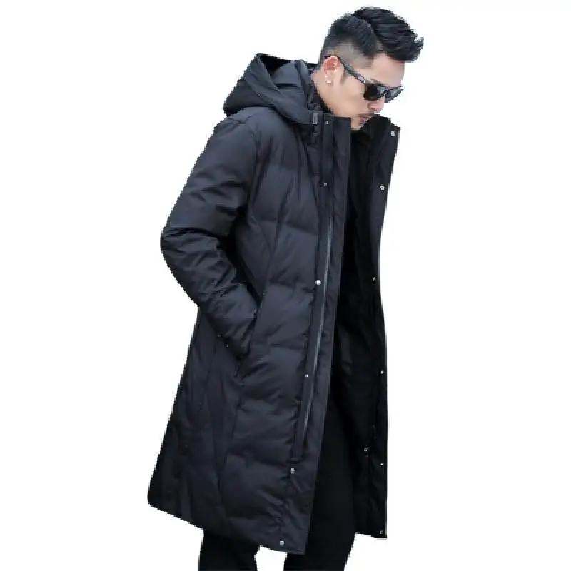 2023 Winter Männer Lange Unten Jacke Mit Kapuze Hohe Qualität Lose Weiße Ente Unten Mantel Männer Dicke Warme Winter Unten Parkas männer Schnee Mantel