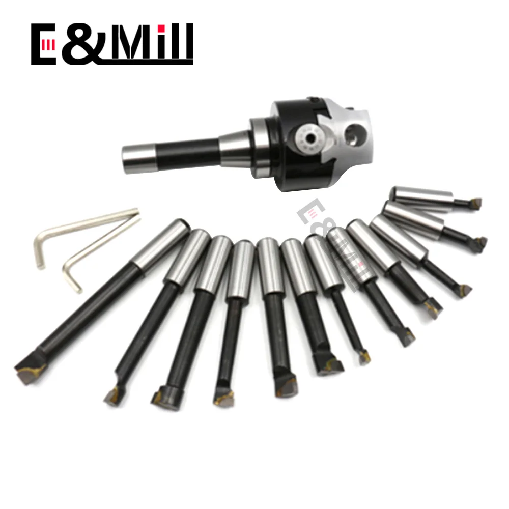 a set MT2 MT3 MT4 C20 C25 BT30 BT40 NT30 NT40 R8 M10 M12 M16 + F1 2 inch 50 Boring head 12mm Boring Bar For Milling Machine Tool