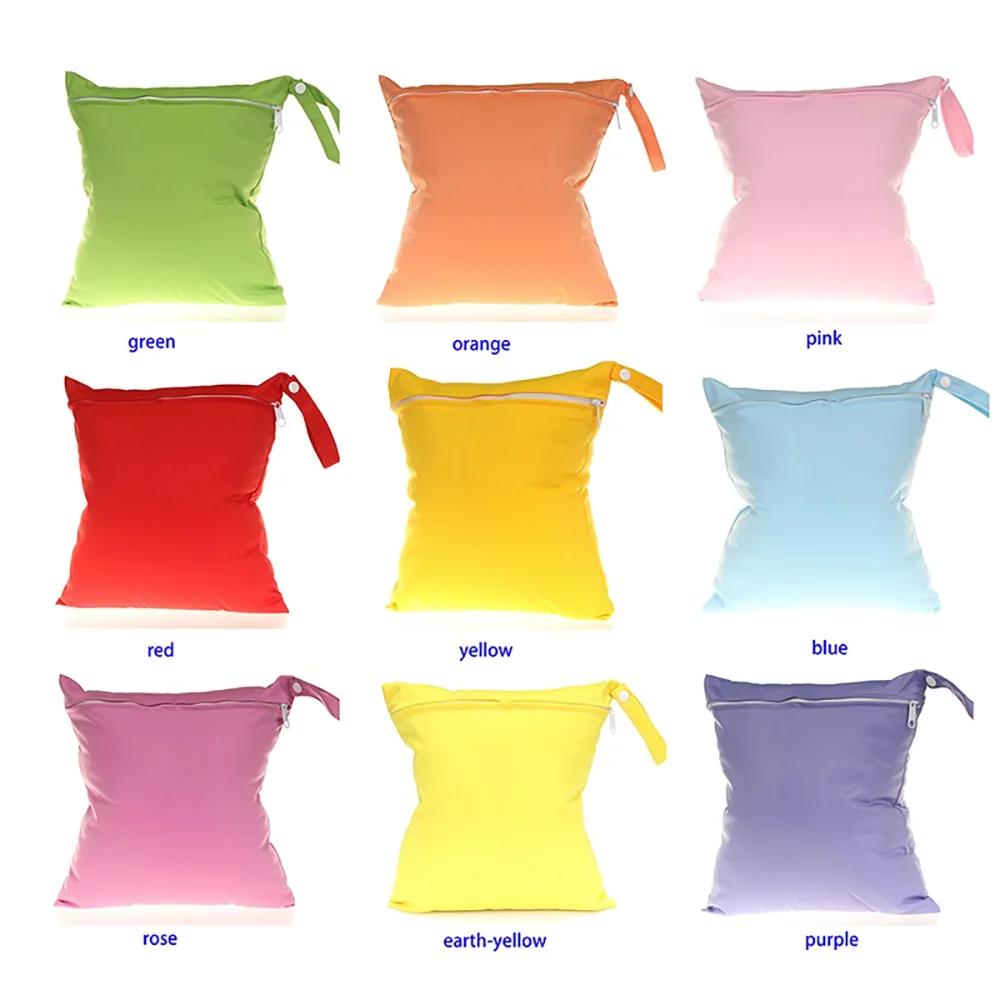 Bolsas de pañales para bebé, bolsas húmedas lavables y reutilizables, bolsa de transporte de viaje impermeable, Color sólido