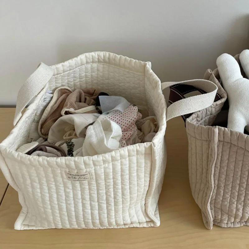 Sacs de rangement multifonctions de grande capacité, solides, pour jouets de bébé en bas âge, sacs à couches en coton pour maman et nouveau-né