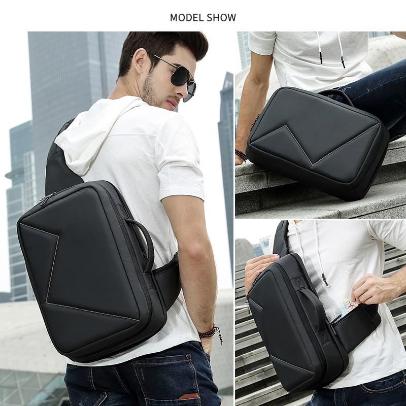 Ozuko homens 12. saco crossbody 5 polegadas ipad grande capacidade mensageiro saco de ombro saco de estilingue pacote de negócios à prova d' água para o sexo masculino