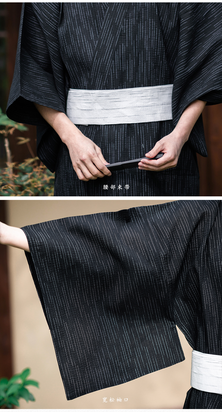 Tradicional japonês kimono moda yukata verão masculino roupões longos com cinto 95% algodão pijamas conjunto masculino roupão de banho