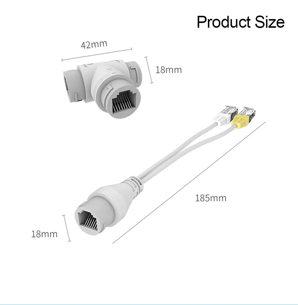 POE Splitter 2-In-1เครือข่ายสายเชื่อมต่อ3-Way RJ45สำหรับกล้อง HD IP กล้องวงจรปิดอุปกรณ์เสริม