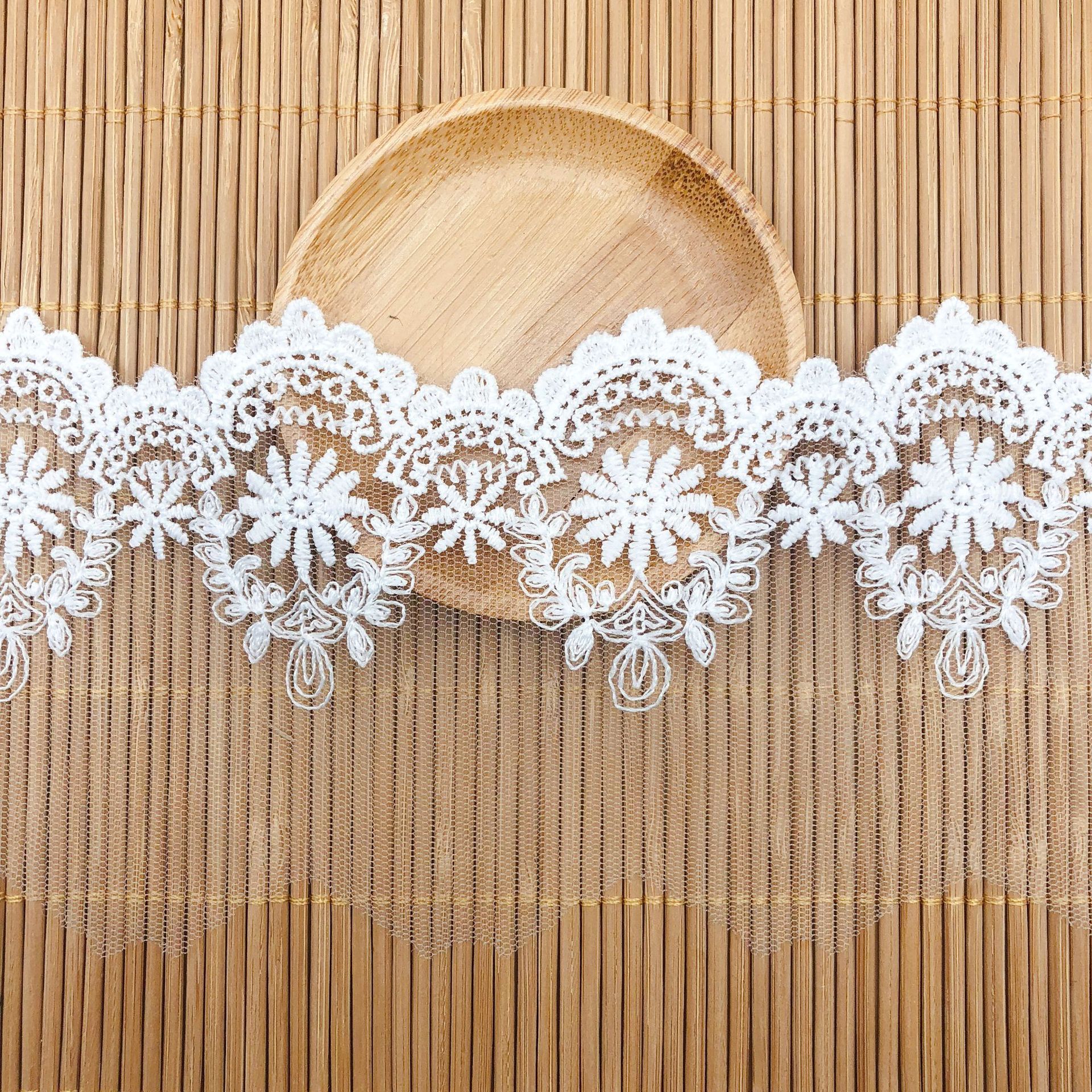 Telas de tul con bordado de flores de malla, telas de seda DIY, accesorios de ropa para niños de Lolita para boda