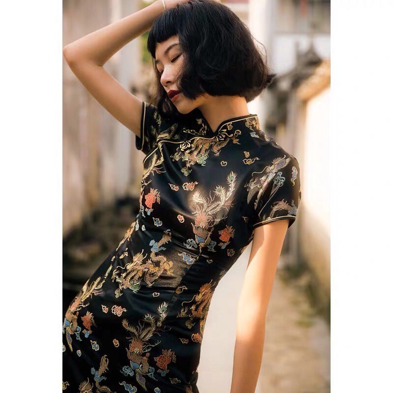 สไตล์จีน Qipao เซ็กซี่ผู้หญิง Plus ขนาด Cheongsam Vintage คลาสสิกจีน Dragon และ Phoenix ยาว Vestidos 4XL 5XL 6XL
