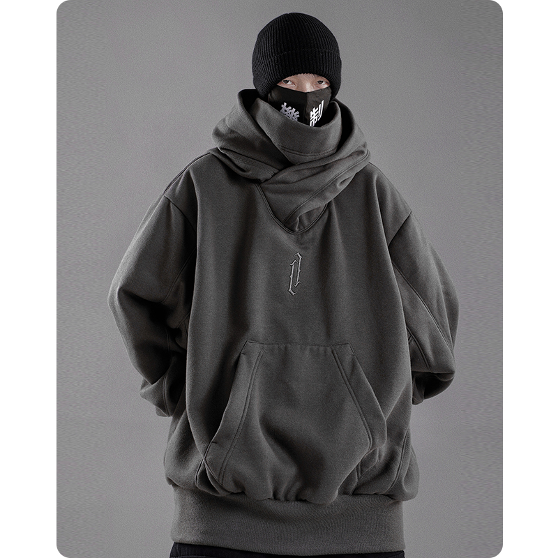 Sudadera con capucha de cuello alto para hombre, ropa holgada y cómoda, estilo Harajuku, hip hop, ropa de calle de lana con capucha de gran tamaño, Otoño e Invierno