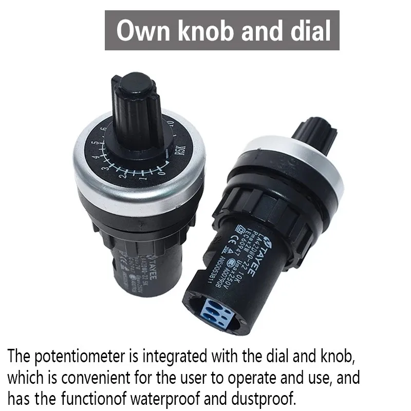 LA42DWQ-22 1K 2K 5K 10K 20k 50k 500k 22mm de diámetro macetas potenciómetro giratorio convertidor regulador inversor interruptor de resistencia