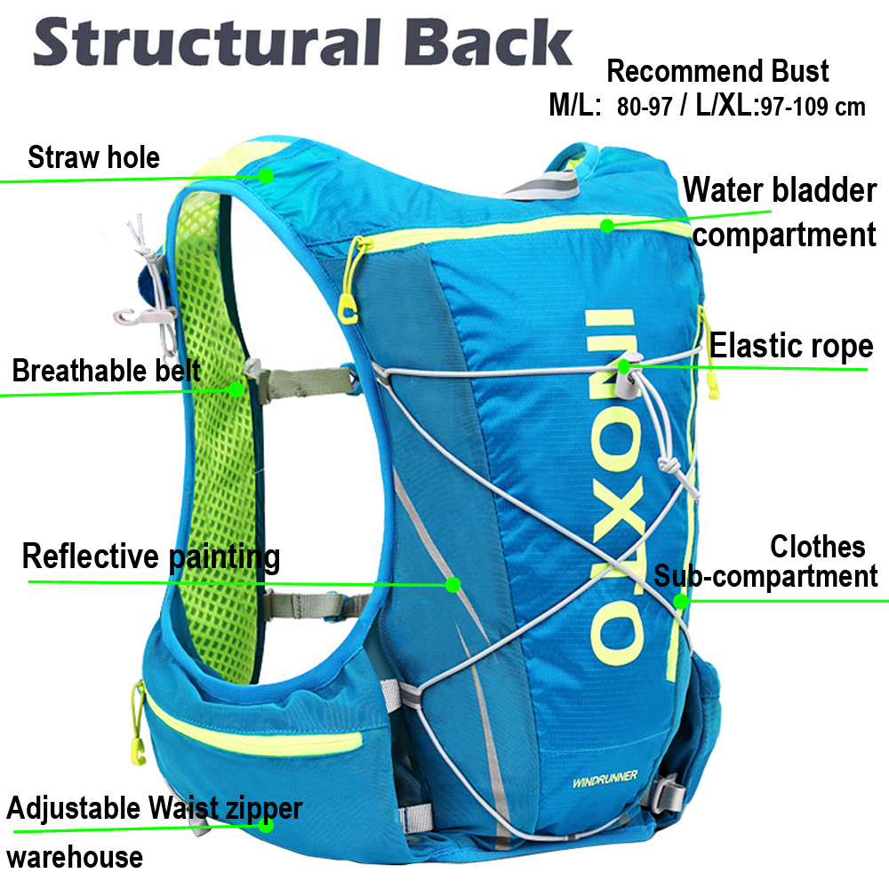 Mochila con chaleco de hidratación para correr para hombre y mujer, mochilas deportivas para exteriores, mochila para correr, maratón, senderismo, con bolsa de agua