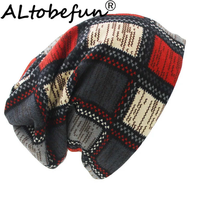 ALTOBEFUN Thương Hiệu Thu Đông Mũ Nam Nữ Skullies Và Beanies Mũ Unisex Thiết Kế Kẻ Sọc Màu Sắc Tương Phản Nữ Nón BHT022