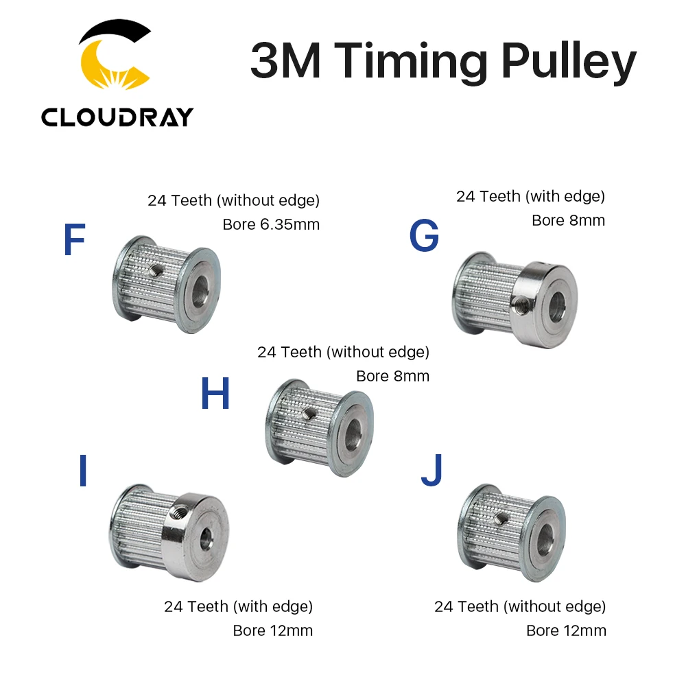 Cloudray CO2 Laser Chi Tiết Kim Loại Đồng Bộ HTD 3M Bánh Ròng Rọc 6.35/8/12Mm Cho DIY CO2 chữ Khắc Laser Cắt