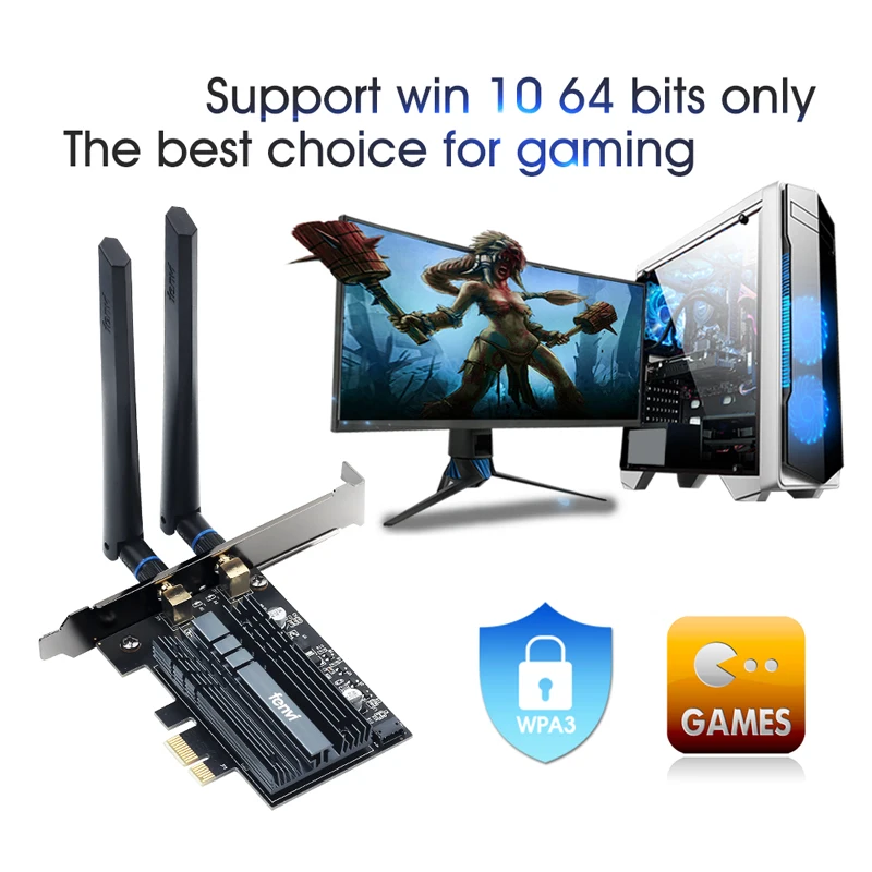 FENVI WiFi 6E AX210 PCIE WiFi Adapter 5374Mbps 802.11AX For Bluetooth 5.3 Tri-Band 2.4G/5G/6Ghz Wireless Card PC For Win10/11
