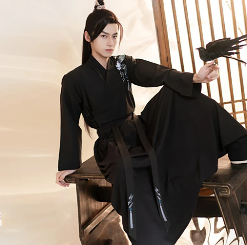 Plus ขนาด3XL Hanfu ผู้ชายจีนโบราณ Hanfu ชุดสีดำผู้ชาย Carnival & คอสเพลย์ฮาโลวีนเครื่องแต่งกาย Hanfu ชุดสำหรับชายขนาดใหญ่ขนาด