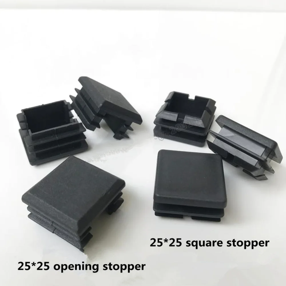 25*25mm Square Plastic Blanking End Cap Tube Pipe Insert Plug Bung Black
