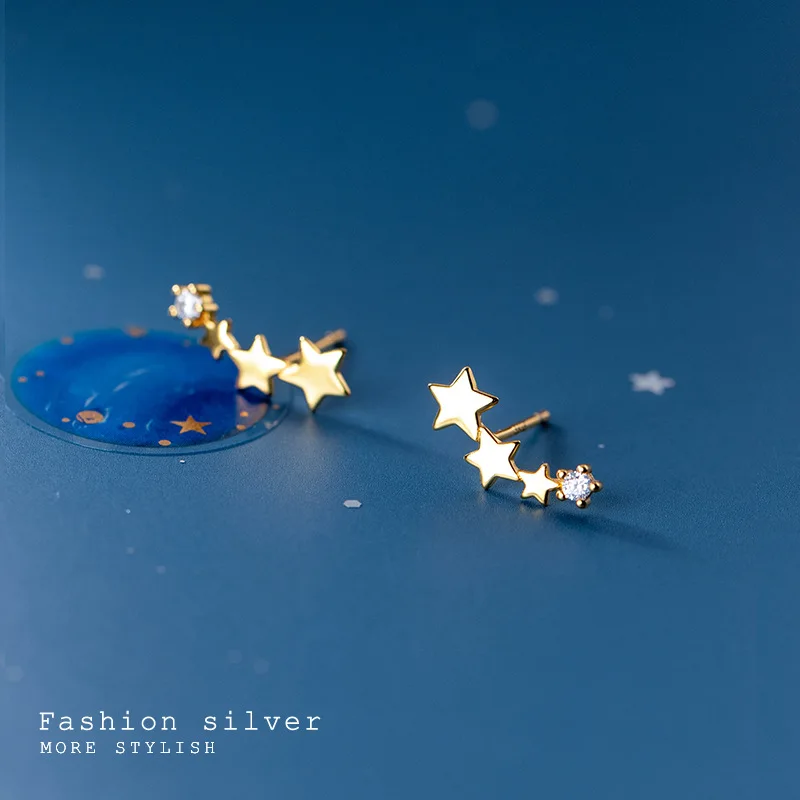 MloveAcc anting-anting kancing bintang, bahan perak murni 925 untuk pesta pernikahan wanita, perhiasan hipoalergenik
