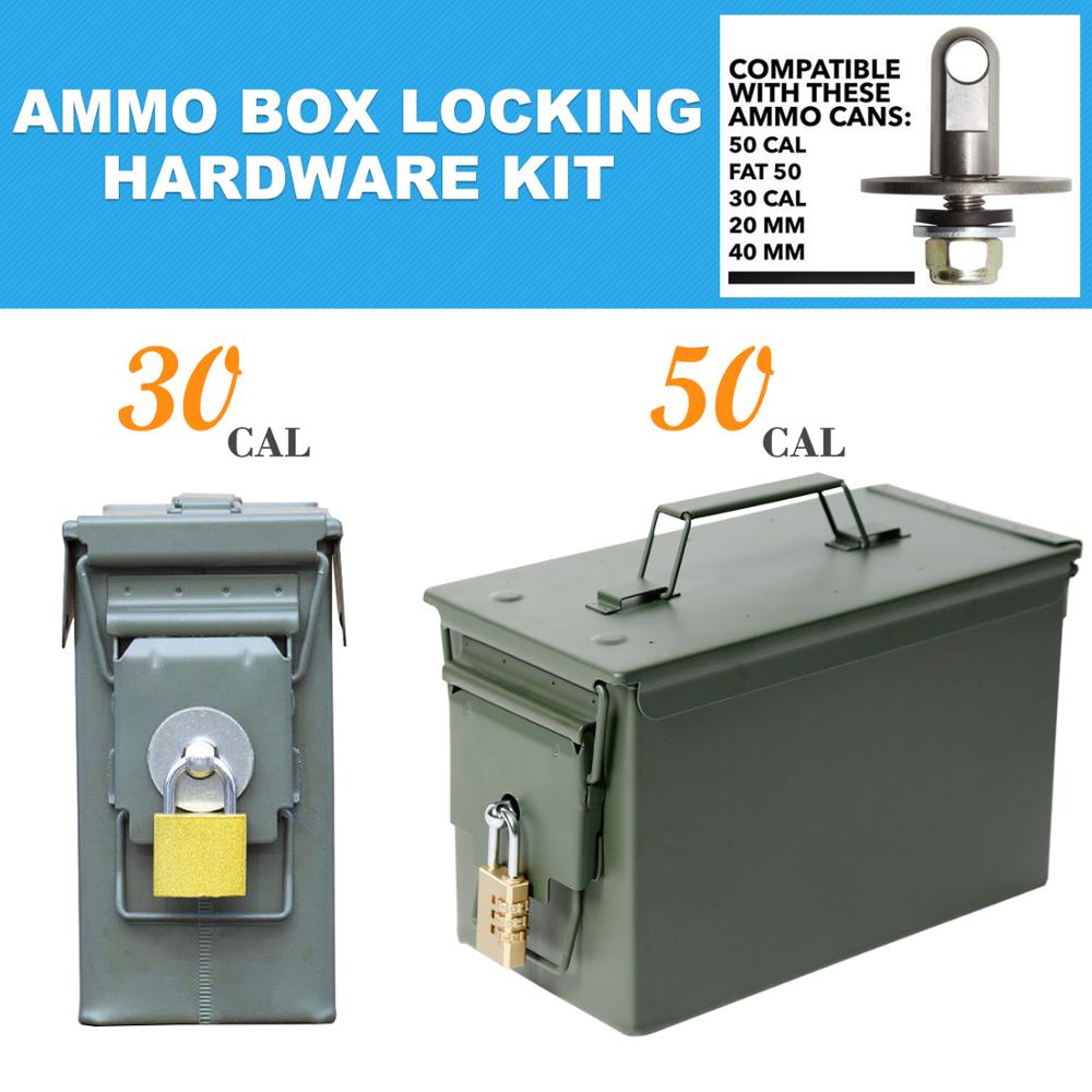 Parafuso 50 cal munição pode arma de aço bloqueio munição arma cofre kit de ferragem arma segura caso com chave 40mm pistola bala sem caixa