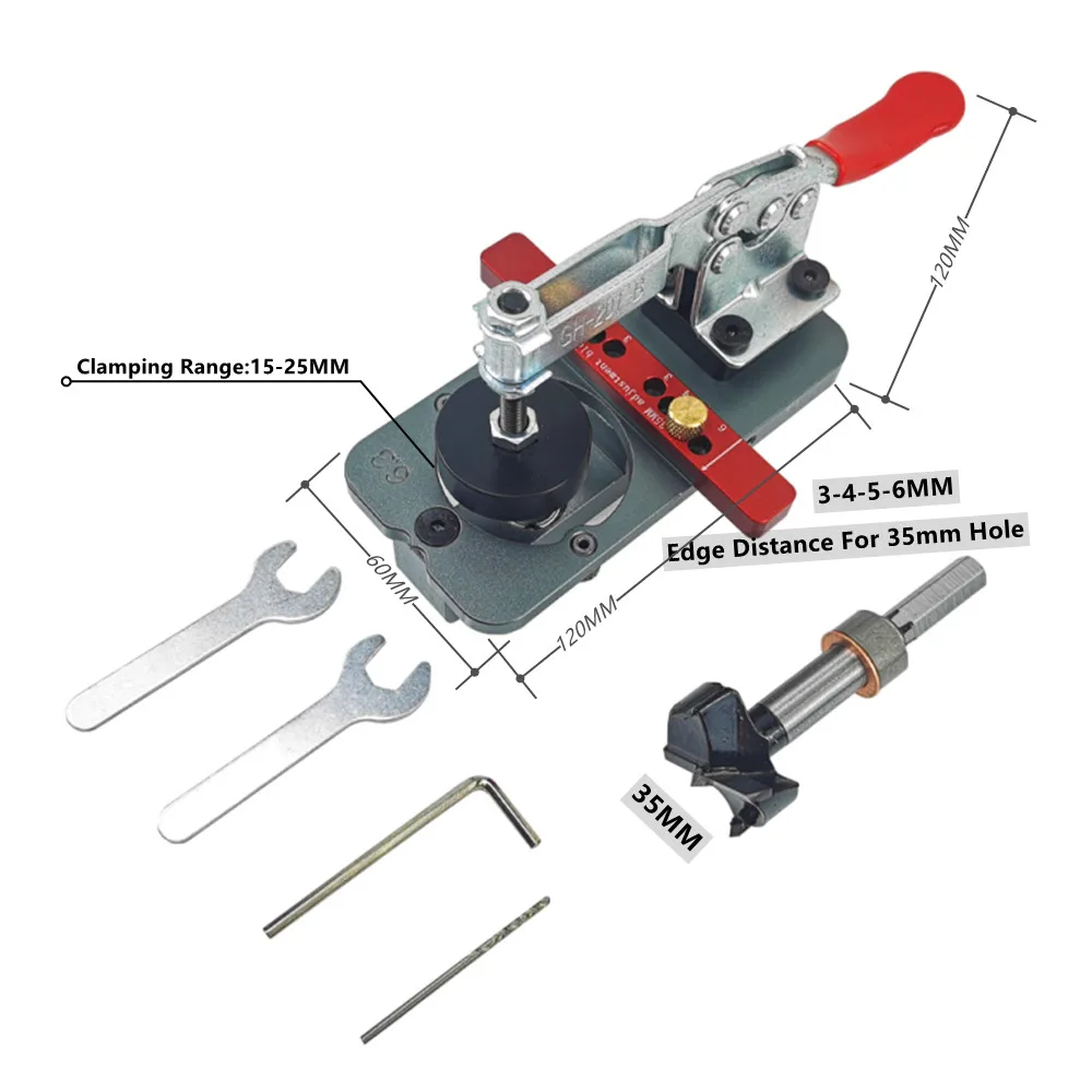 Upgrade Concealed Hinge Jig and 35mm Concealed Hinge Jig Bit Drilling Guide Locator for Face Frame Cabinet Cupboard Door