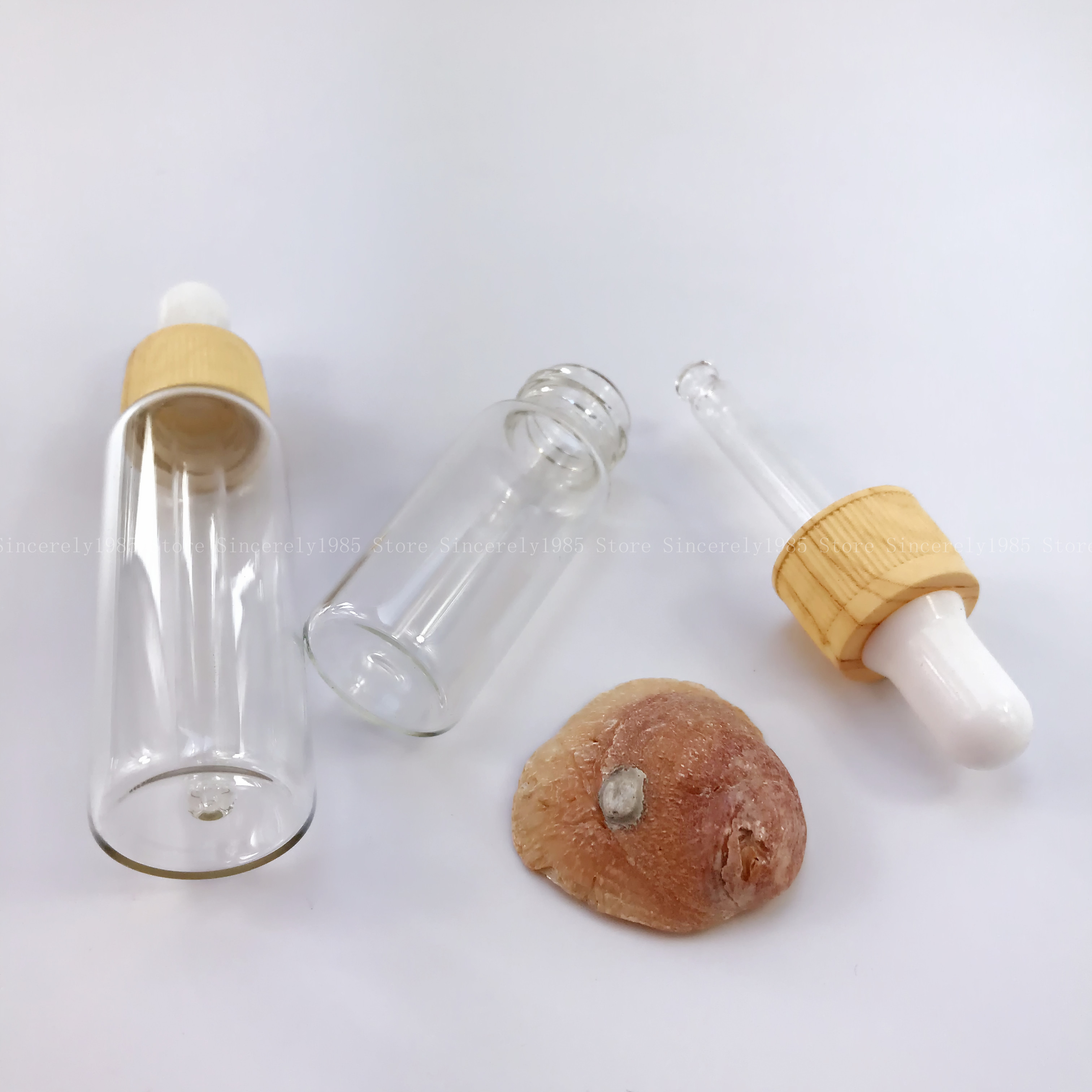 10 Buah Botol Tetes Kaca Bening 5/10/15/20 ML Botol Pipet Parfum Aroma Minyak Esensial Isi Ulang dengan Tutup Serbuk Kayu