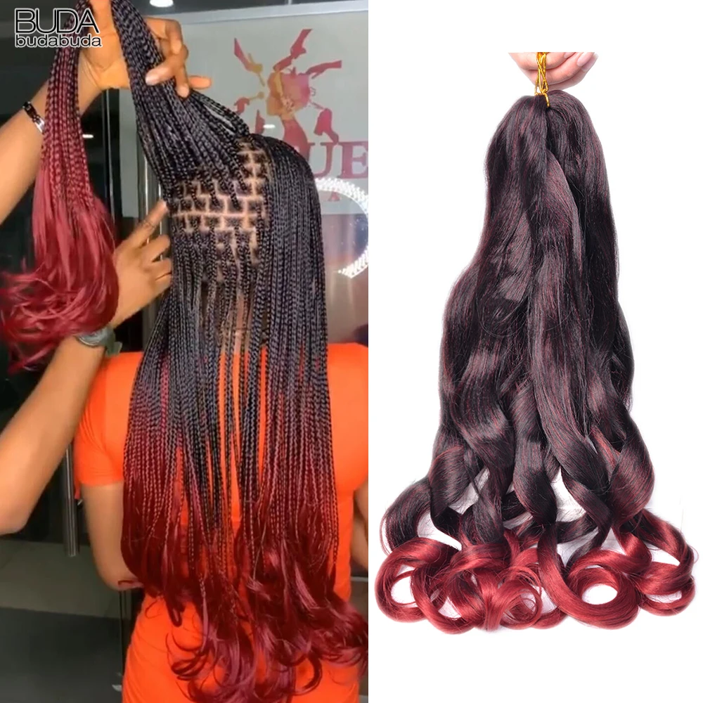 Budabuda 24 pollici riccioli a spirale onda sciolta sintetica trecce all'uncinetto estensioni dei capelli pre allungati 24 pollici intrecciare i capelli per Black Wo
