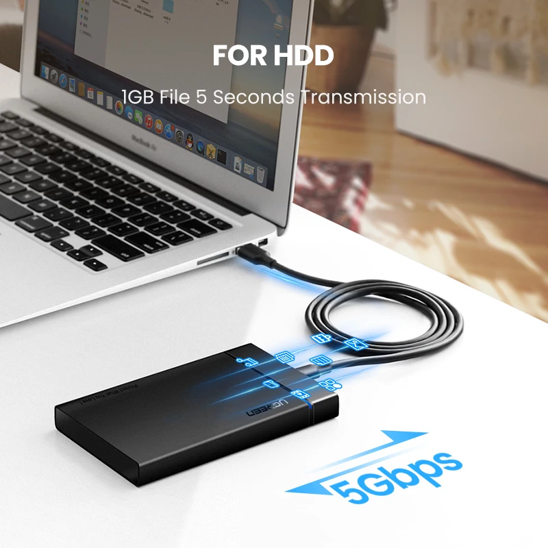 UGREEN Cable USB C 5Gbps USB3.0 A a USB C para iPhone 17 16 15 iPad Samsung S25 S24 para Switch M2 SSD NVME USB3.0 Cable de datos de 18W