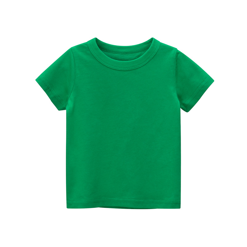 2024 夏のガールズボーイズ固体 Tシャツ服 100% 純粋な綿半袖黄赤緑子供アンダーシャツ底服