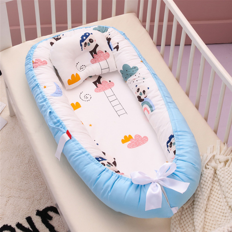 88*53cm Tragbare Baby Nest Bett Mit Kissen Krippe Bett im Bett Baby Baumwolle Reise Bett Klapp Infant kleinkind Cradle Stubenwagen Stoßstange