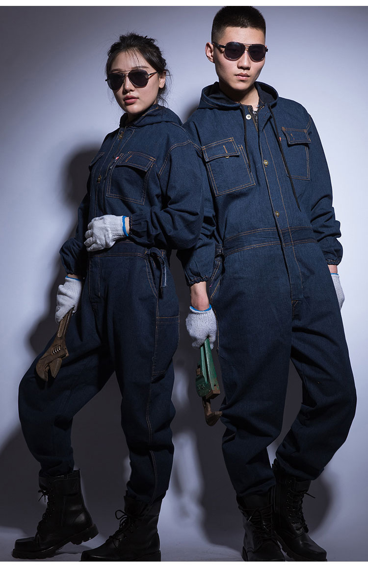 점프 슈트 데님 코튼 두꺼운 용접 작업복 남녀 공용, 자동 수리 작업복 용접 슈트, Oficina Mecanica 스즈끼복겨울 작업복작업복 세트 남자작업복용접작업복자동차작업복방수 작업복