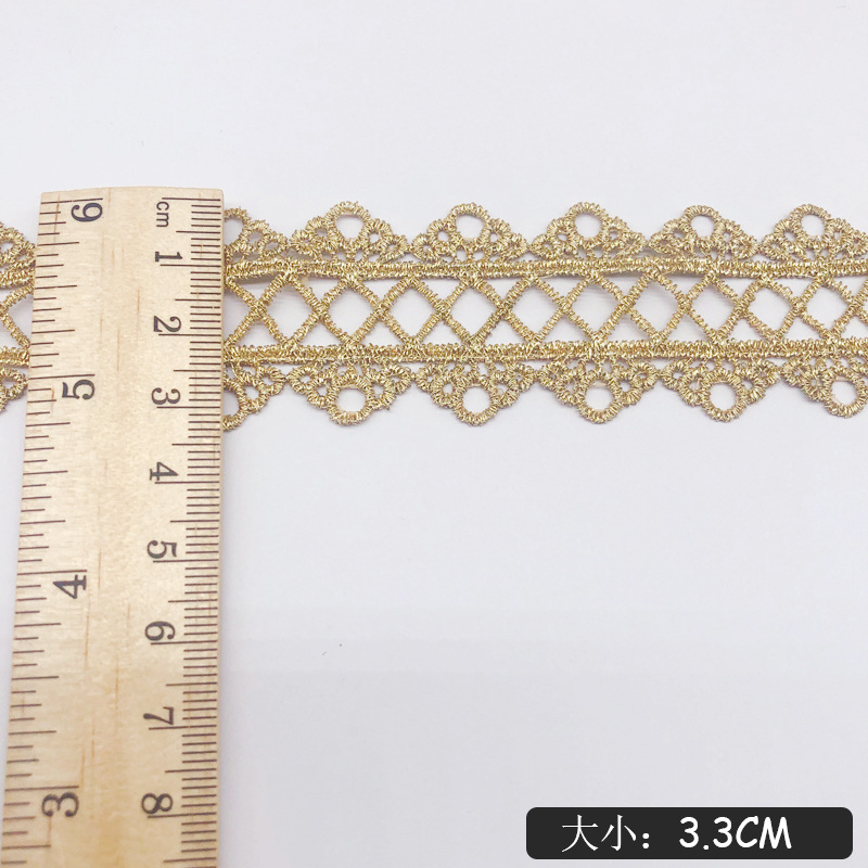 女性のための装飾的なレースのウェディングドレス,5ヤード,ゴールド糸,水溶性の刺embroidery,装飾品,衣類のアクセサリー