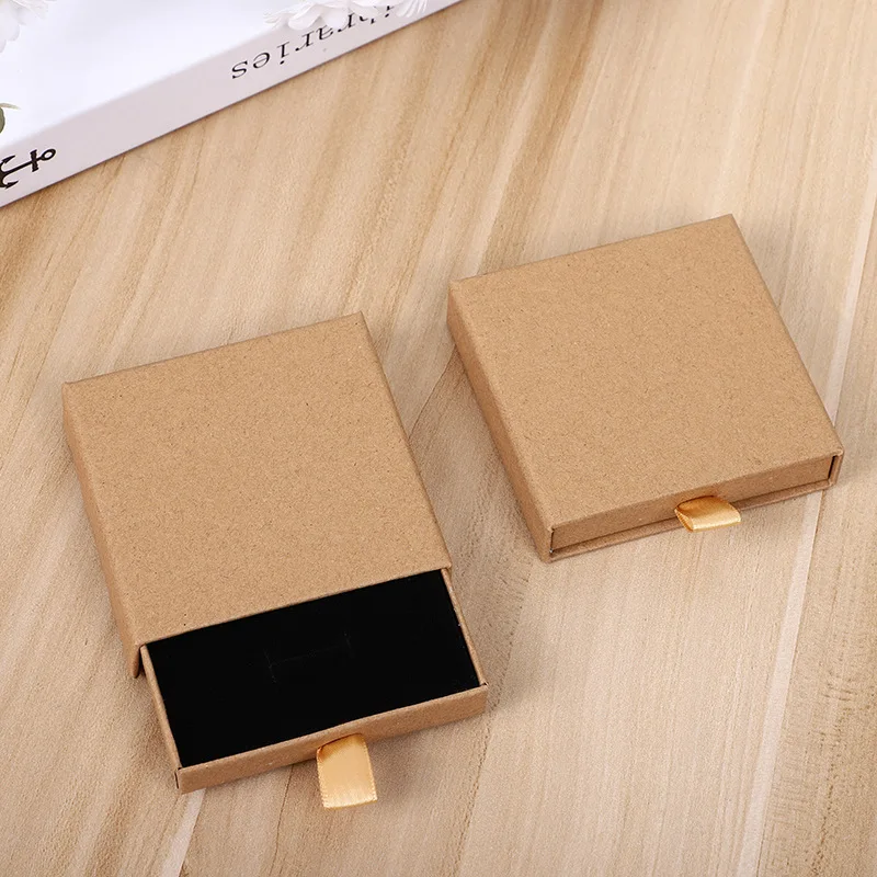 10 ชิ้นใหม่มาถึงบางกระดาษคราฟท์ลิ้นชักเครื่องประดับบรรจุภัณฑ์บัตรอวยพรสร้อยคอสร้อยข้อมือของขวัญแพคเกจกล่อง Dropshipping