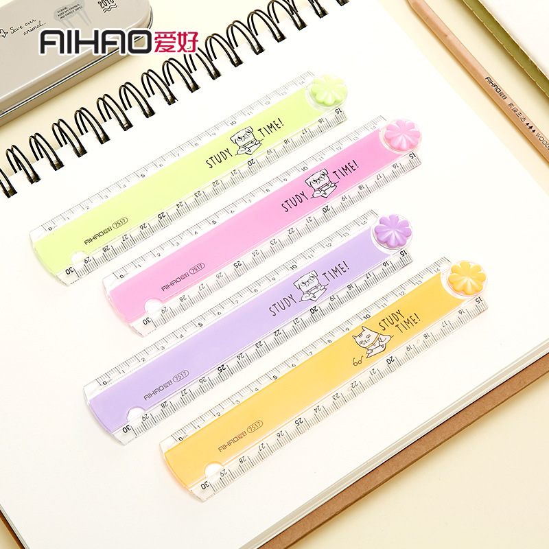 30CM New Cute Kawaii Study Time Color Folding Ruler Multifunction diy Drawing Rulers Kids Students Office School Stationery