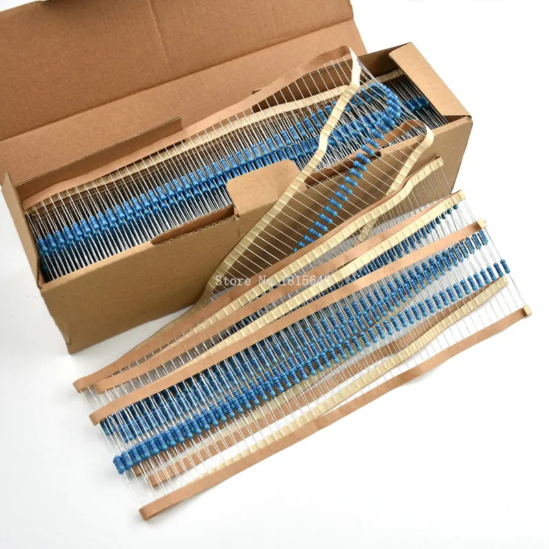 Resistencia de película metálica de 50 piezas, 1/2W, 0,5 W, 1R ~ 2,2 M, 100R, 220R, 330R, 1K, 1,5 K, 2,2 K, 4,7 K, 10K, 22K, 47K, 100K, 220 K, 2K2, 3K3, 4K7 ohm
