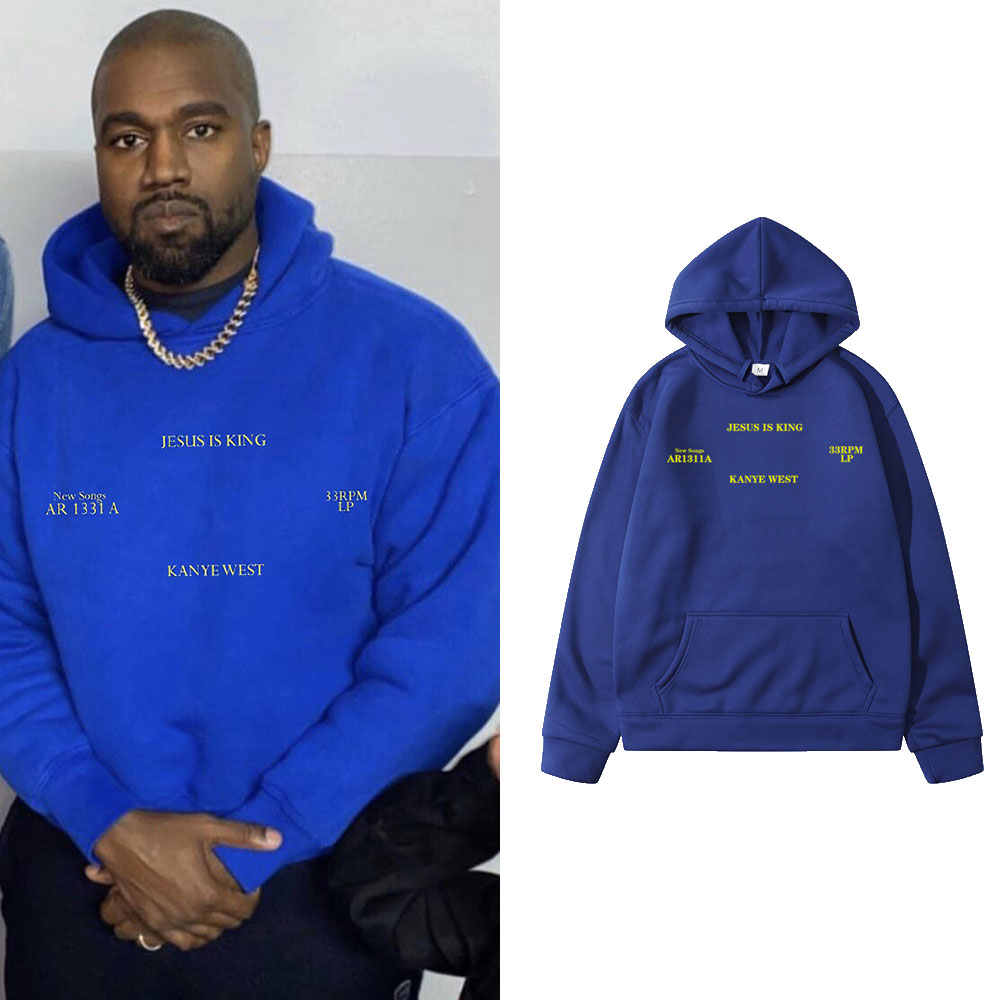 남자 풀오버 후드 예수는 왕입니다 Kanye West 빈티지 가을 겨울 블루 힙합 양털 후드 도시 streetwear Hoody 여성