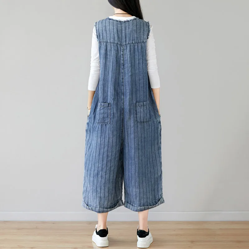 Monos vaqueros sin mangas para mujer, petos holgados con bolsillos y botones, monos de pierna ancha de vaquero, monos informales de moda, body vaquero holgado