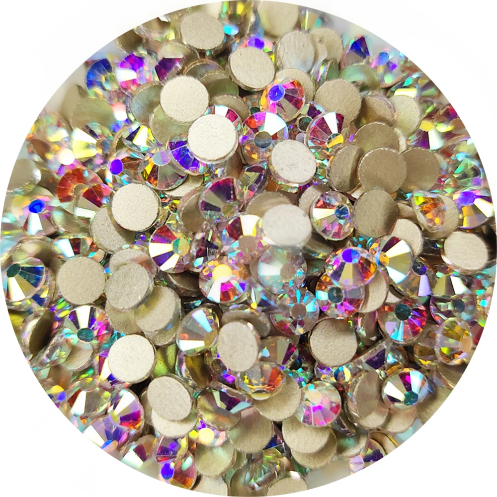 Đầu Pha Lê Lấp Lánh AB Vàng Đế Ren SS3-SS40 Không Nóng Sửa FlatBack Strass May & Vải May Móng Tay Nghệ Thuật Trang Trí