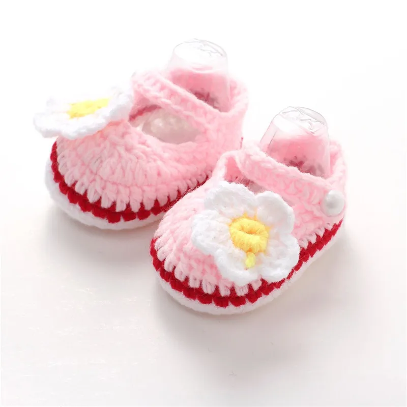 แฟชั่นสบายหัวเข็มขัดรองเท้าเด็ก Handmade ถักโครเชต์ Booties เดินรองเท้าสำหรับทารกเด็กวัยหัดเดิน