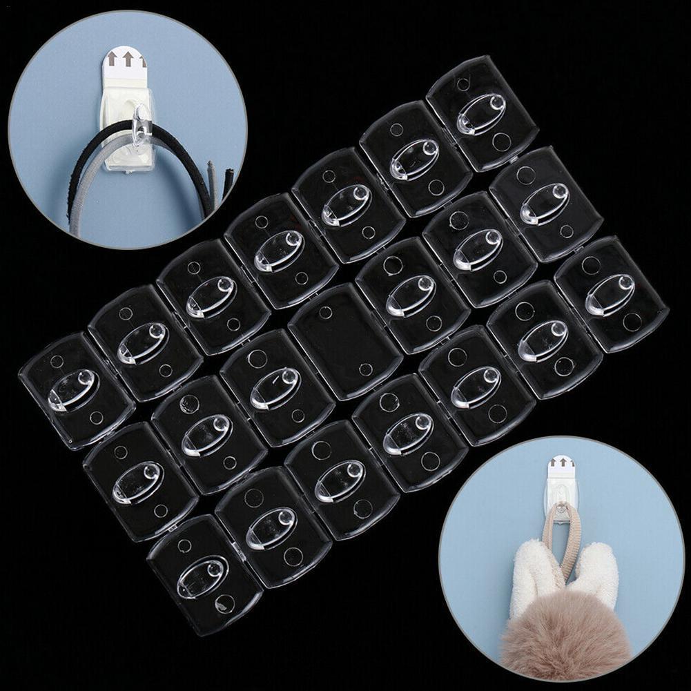 Gancho extraíble transparente de tamaño pequeño, abrazadera de Cable de Navidad sin costuras, gancho adhesivo, estante de pared para cocina y dormitorio, 6/20 piezas