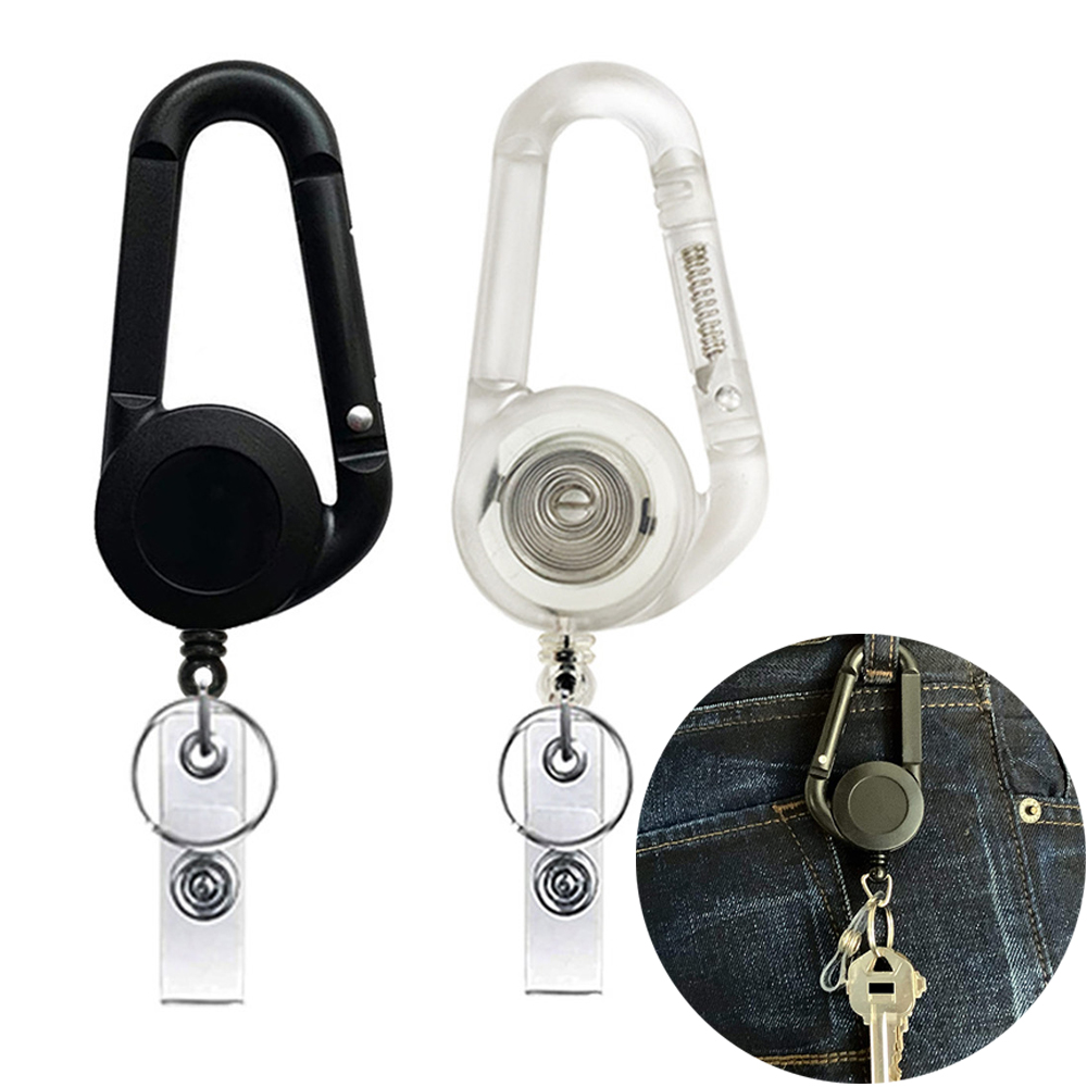Cartão de identificação chaveiro cordão clipe chaveiro retrátil puxar nome tag recoil crachá cinto corda titular resistente chaveiro