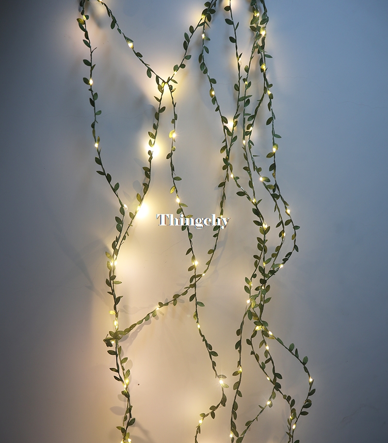 Pequeñas hojas guirnalda Luz de hadas led alambre de cobre batería luces para boda bosque Mesa Navidad hogar fiesta Decoración