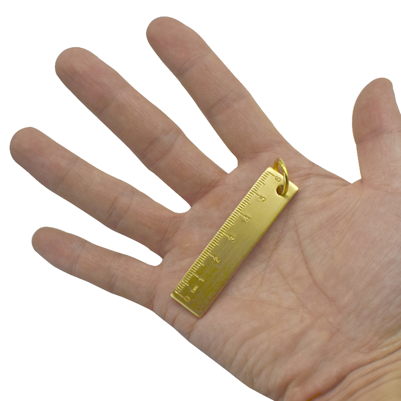 Mini Portable Golden Brass Ruler With Hang Vintage Metal Measure Tools Small Stationery Accessories 6cm Scale Straightedge Gift