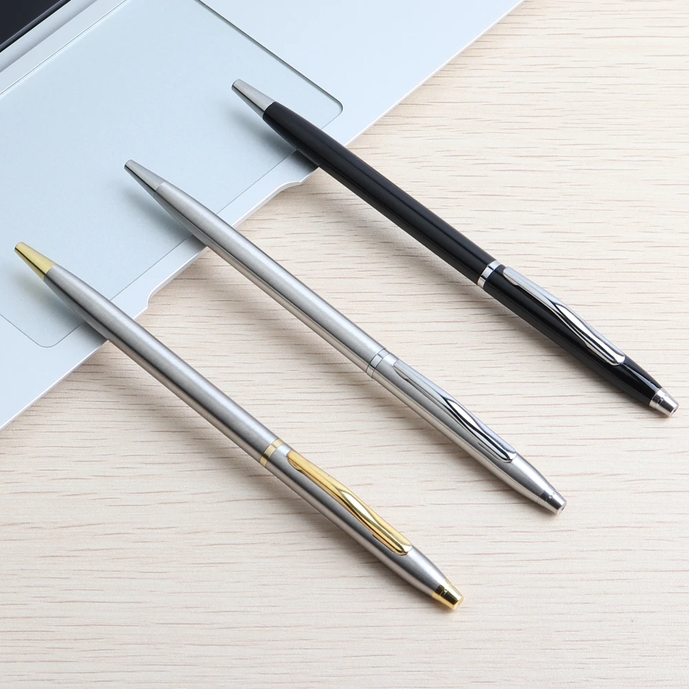 2/11/20 Chiếc Bút Bi Thép Không Gỉ Cần Quay Kim Loại Bút Bi Văn Phòng Phẩm Ballpen 0.7 Mm Xanh Dương mực In Văn Phòng & Đồ Dùng Học Tập