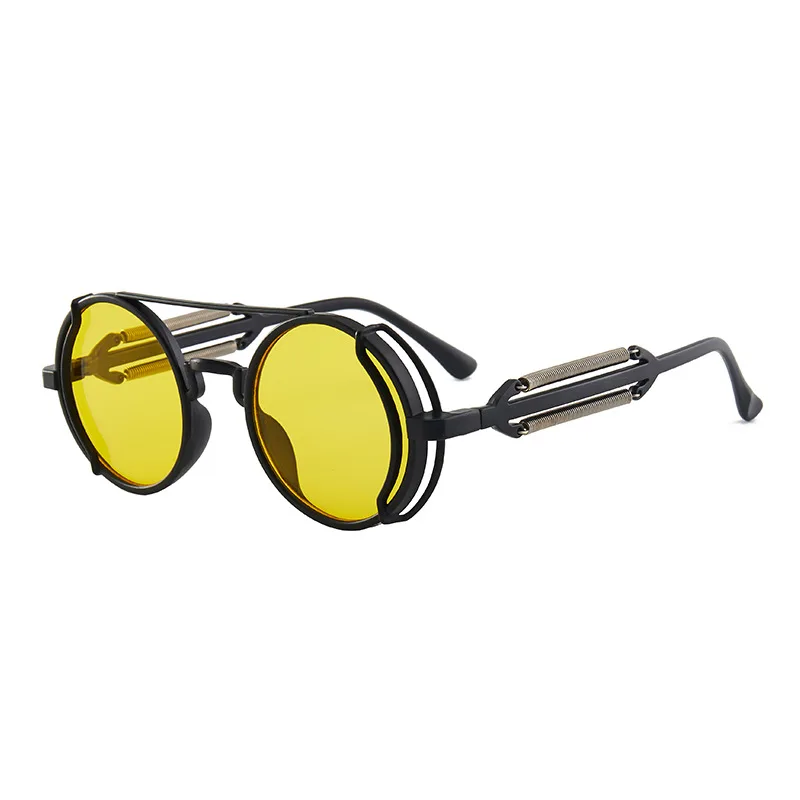 Gafas de sol góticas clásicas Steampunk, gafas de sol de marca de lujo de diseñador de alta calidad para hombres y mujeres, gafas de sol redondas Retro con montura de Pc