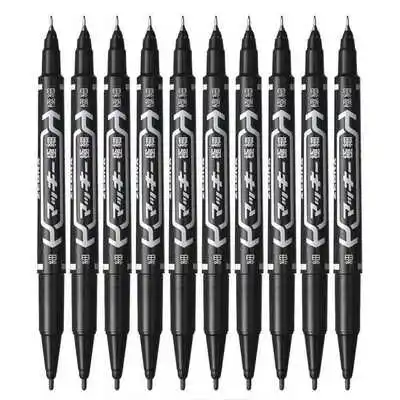 6 Cái/bộ Sỉ Hai Đầu Thường Trực Bút Đánh Dấu Mỹ Điểm Mực Chống Thấm Nước Mỏng Ngòi Thô Ngòi Mực Đen 0.5Mm-1Mm Tốt Màu Sắc