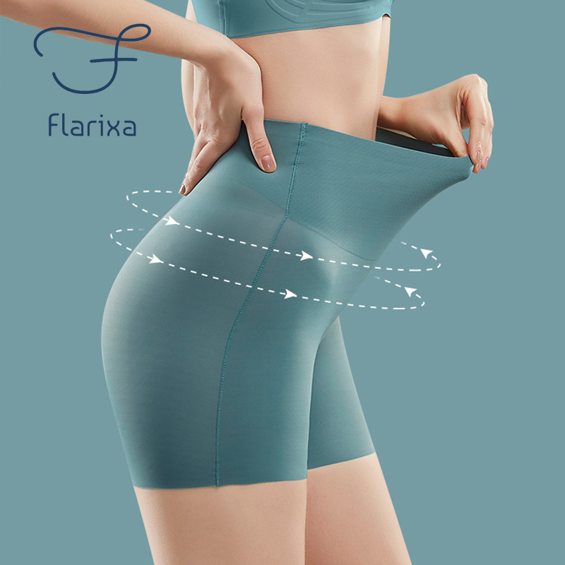 Flarixa 女性のシームレスショーツ安全パンツハイウエスト大きいサイズアイスシルクボクサーパンティー抗摩擦スカートショーツ