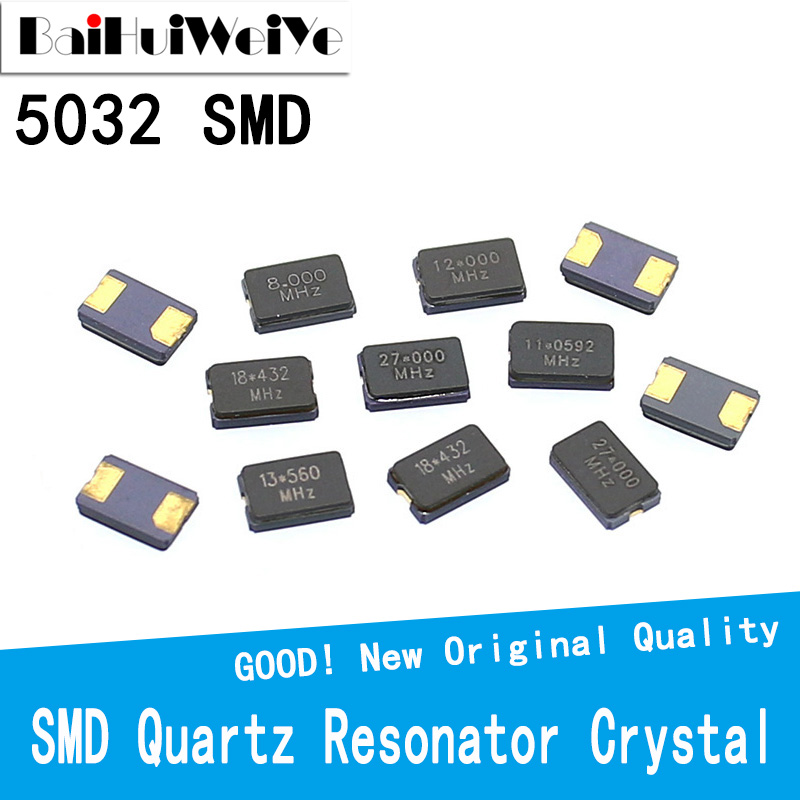 10 Cái/lốc 5032 Bị Động SMD Dao Động Tinh Thể 2PIN Thạch Anh 8Mhz 9.84375Mhz 10Mhz 11.0592Mhz 12Mhz 13.56mhz 16Mhz 20Mhz 40Mhz